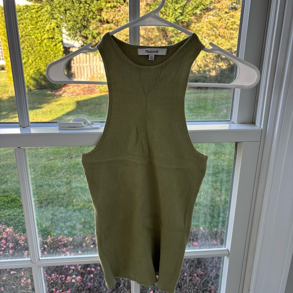 Madewell Green Knit Ribbed Tank Top